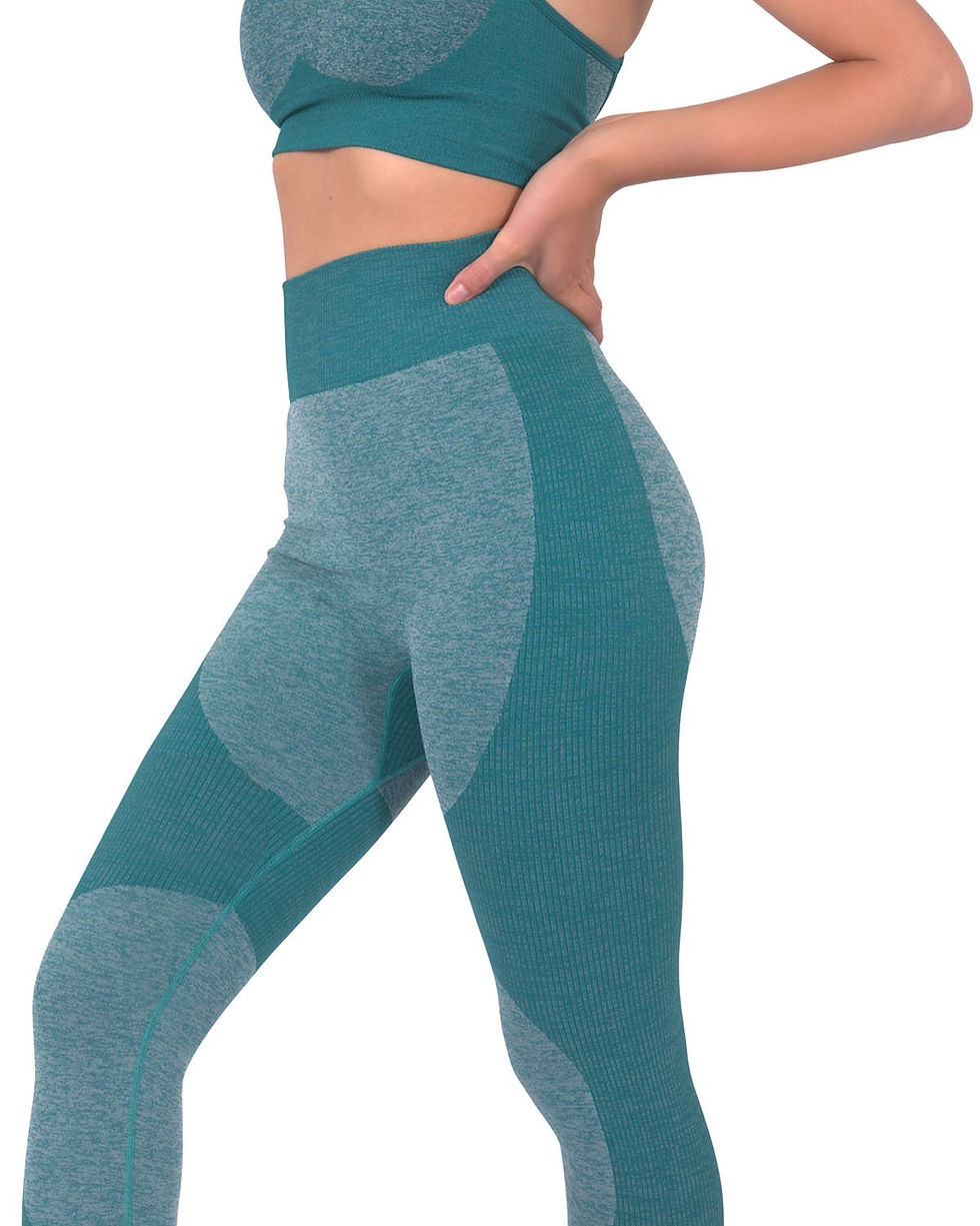 Thumbnail: Megara Seamless Legging With Striped Panels - Green