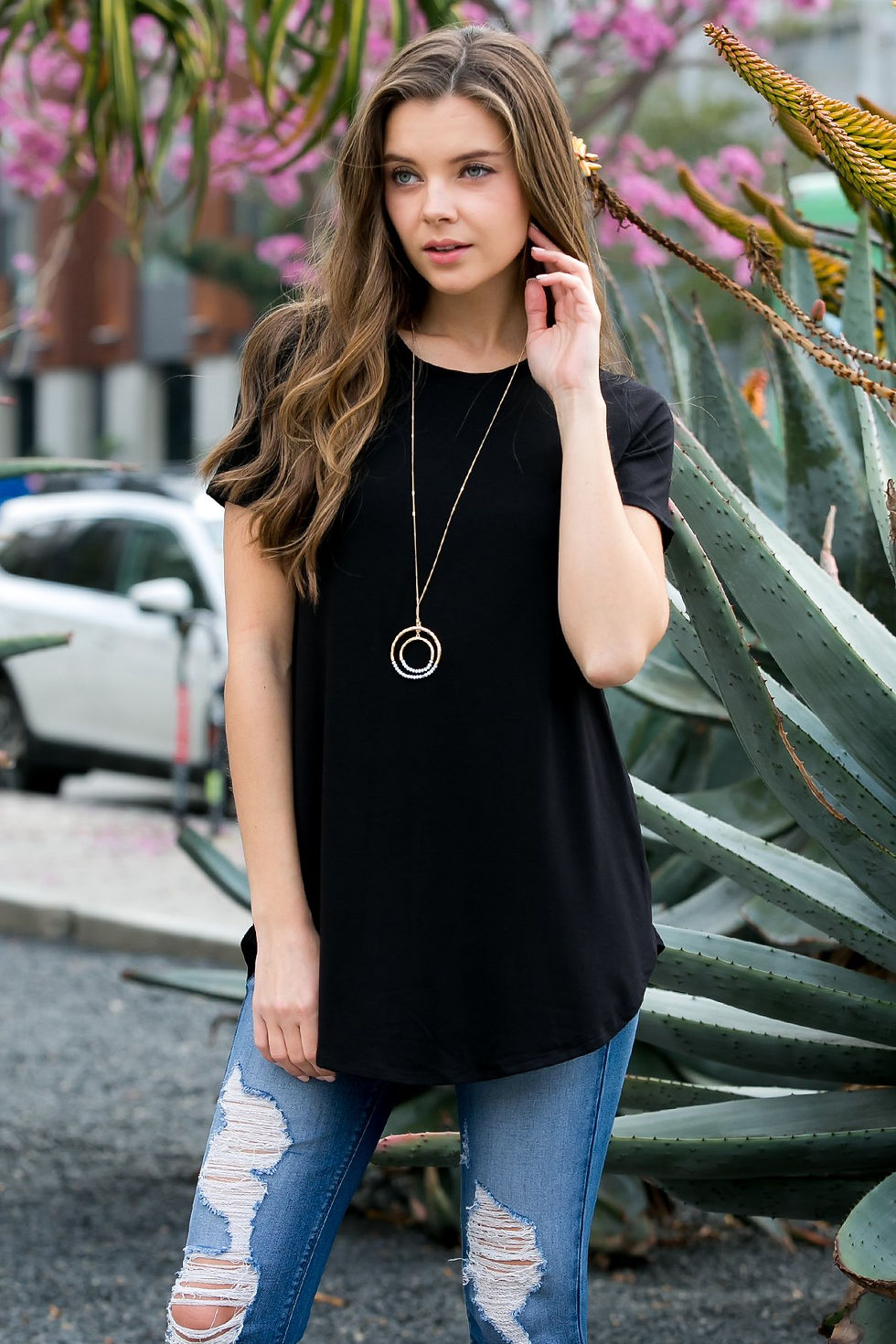 Miniature : Short Sleeved Round Neck Boyfriend Tunic