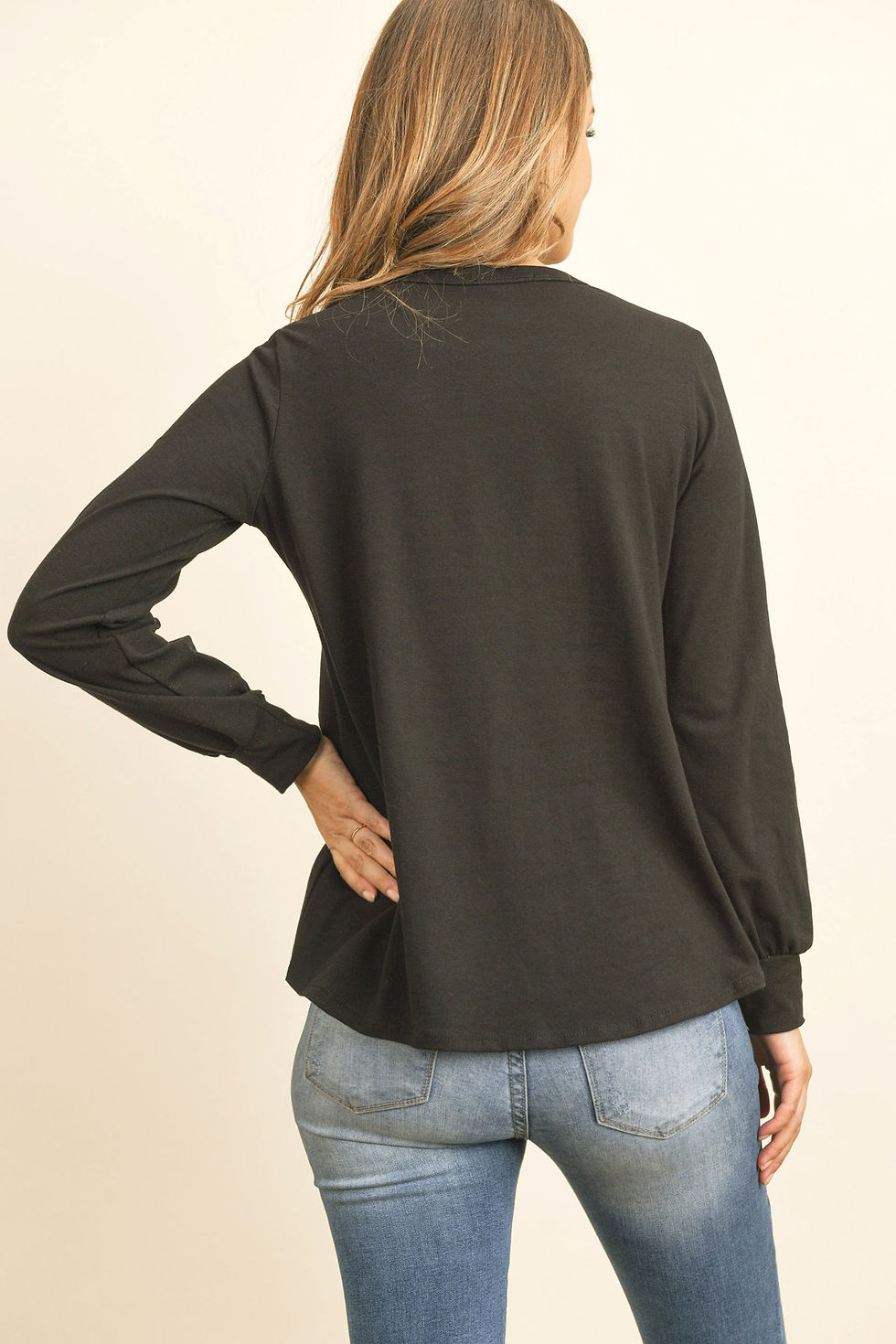 Thumbnail: Long Sleeve Round Neck Solid Top