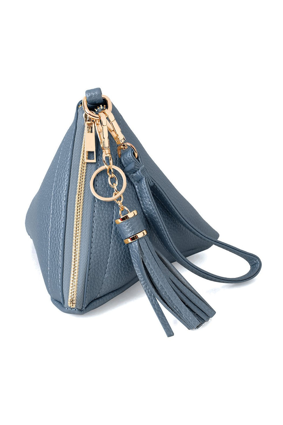 Thumbnail: Pyramid Shape Tassel Wristlet Leather Bag