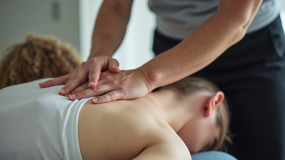 Close-up view of a chiropractor demonstrating spinal adjustment techniques