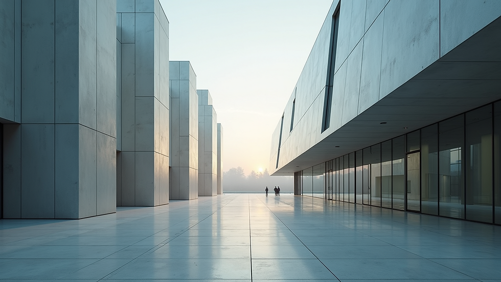 Eye-level view of a sleek modern building design