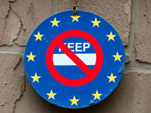 As Europe's Crypto Grace Period Ends This Week, the image shows a keep out sign for business, hanging over the EU.