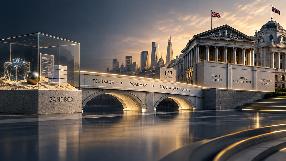 Illustration of a bridge from a regulatory sandbox to established financial markets in London