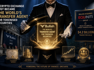 Bullish, the institutional-grade digital asset platform listed on the New York Stock Exchange, announced a definitive agreement to acquire Equiniti Group, one of the world's largest transfer agents, in a transaction valued at $4.2 billion. The deal creates what both companies describe as the global transfer agent for tokenised securities.