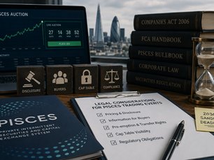 Illustration of the PISCES private share market and the legal complexity behind its early trading events