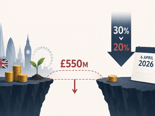 From 6 April 2026, the income tax relief available to investors in Venture Capital Trusts dropped from 30 per cent to 20 per cent. The change was announced in the 2025 Autumn Budget and took effect in the new tax year. Two months on, the implications are still being absorbed by the startup ecosystem. For early-stage founders who rely on VCTs as a route to first institutional capital, the structural shift is significant.