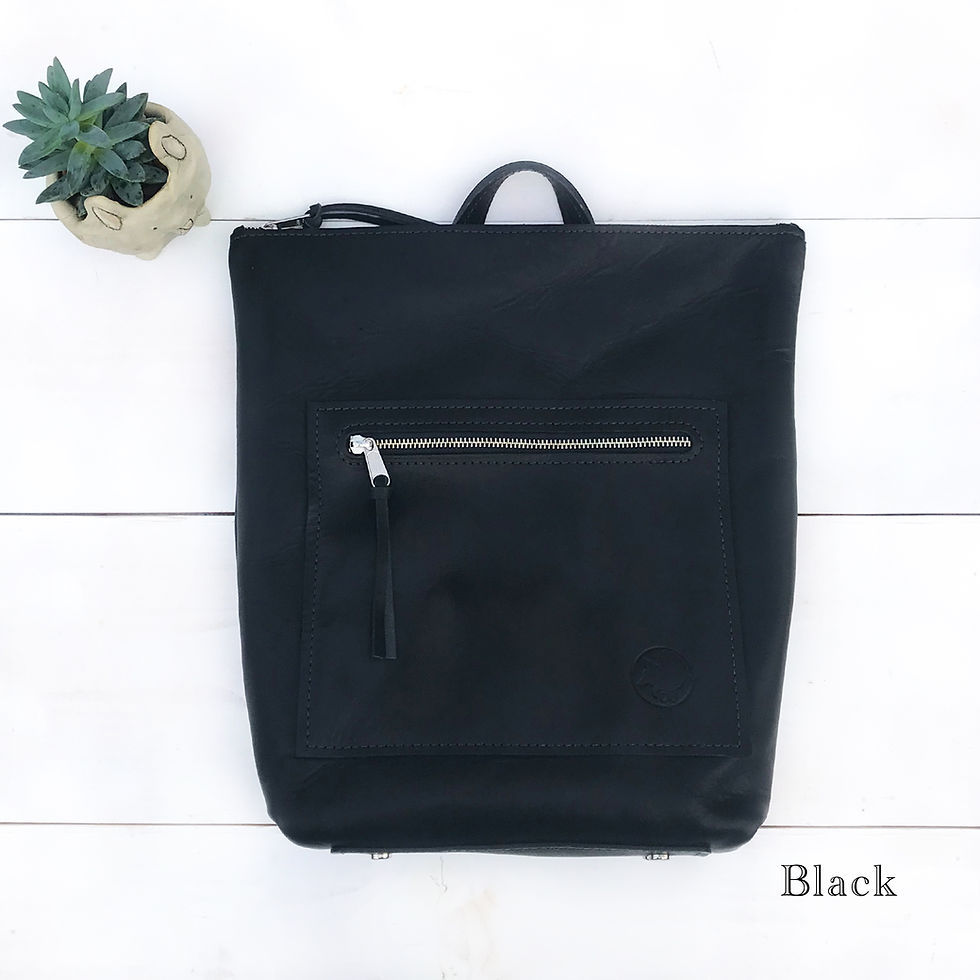 Thumbnail: large leather laptop macbook backpack convertible shoulder bag by DUNOLE in black