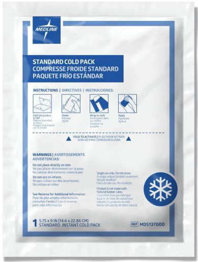 Compresse froide instantanée standard Medline 6x9 à usage unique