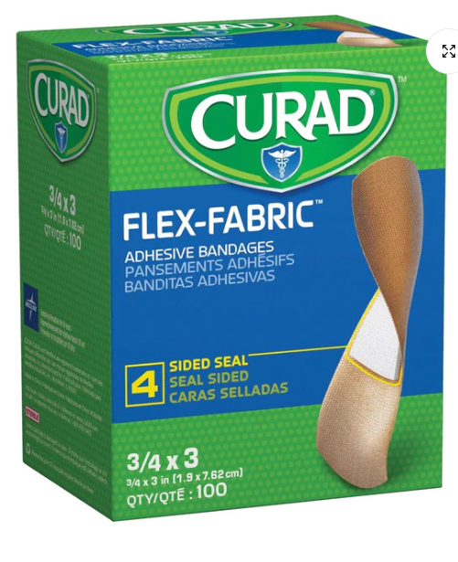 Pansements adhésifs en tissu flexible CURAD, bandes de 3/4" x 3", NON25650