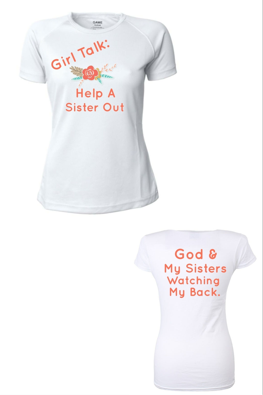 "Shirt D" -  2 sided - Peach Lettering GT:HASO - Slant 