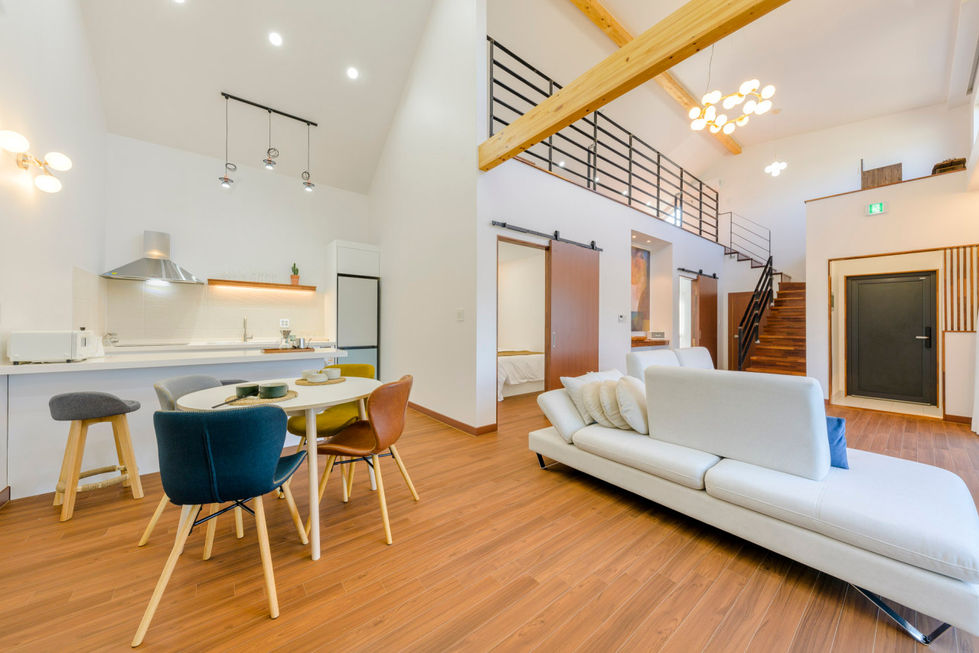 Wooden house living room finish