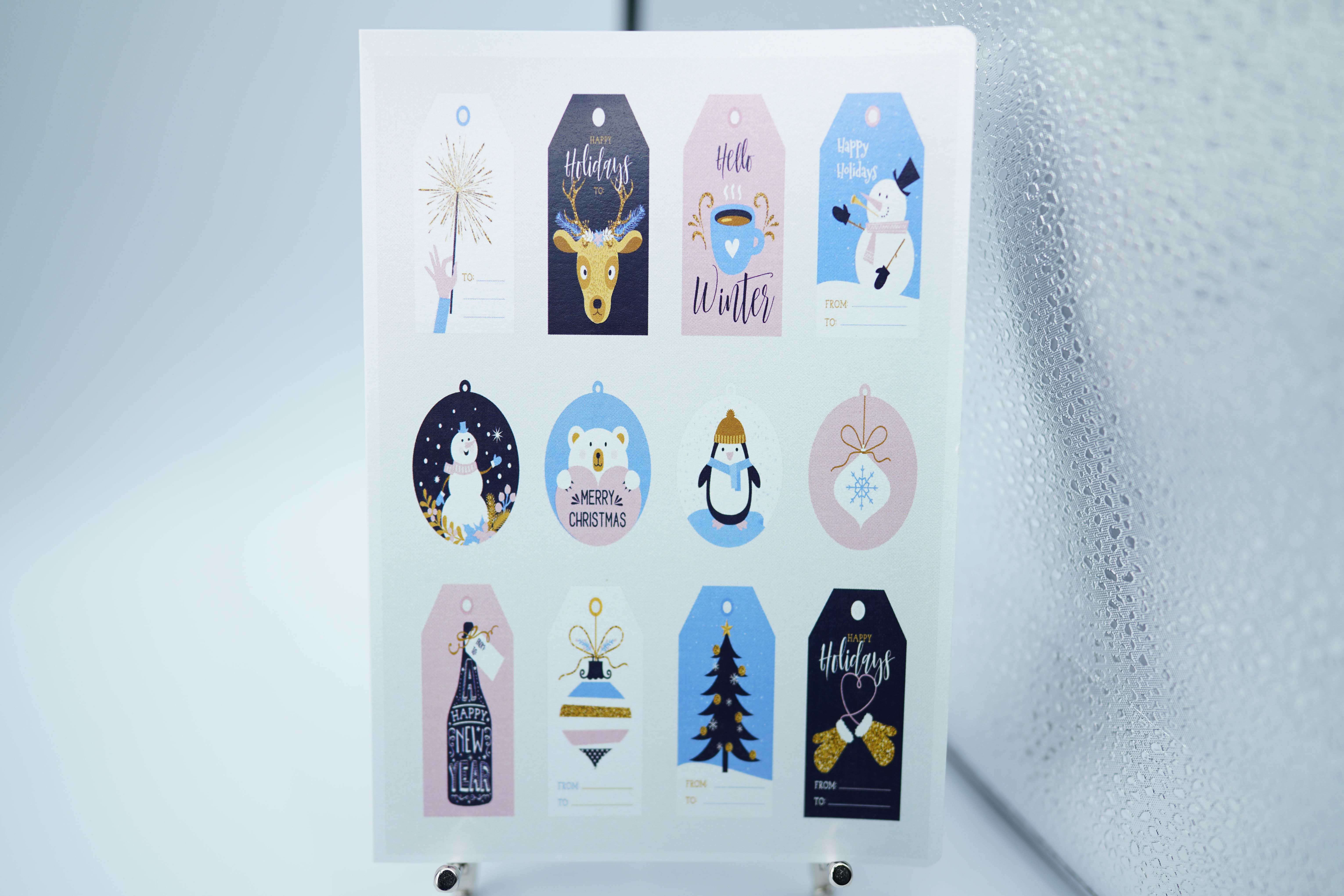 Christmas Parcel Tags A5 Greetings Card High Quality Print on 300gsm Pink Mist