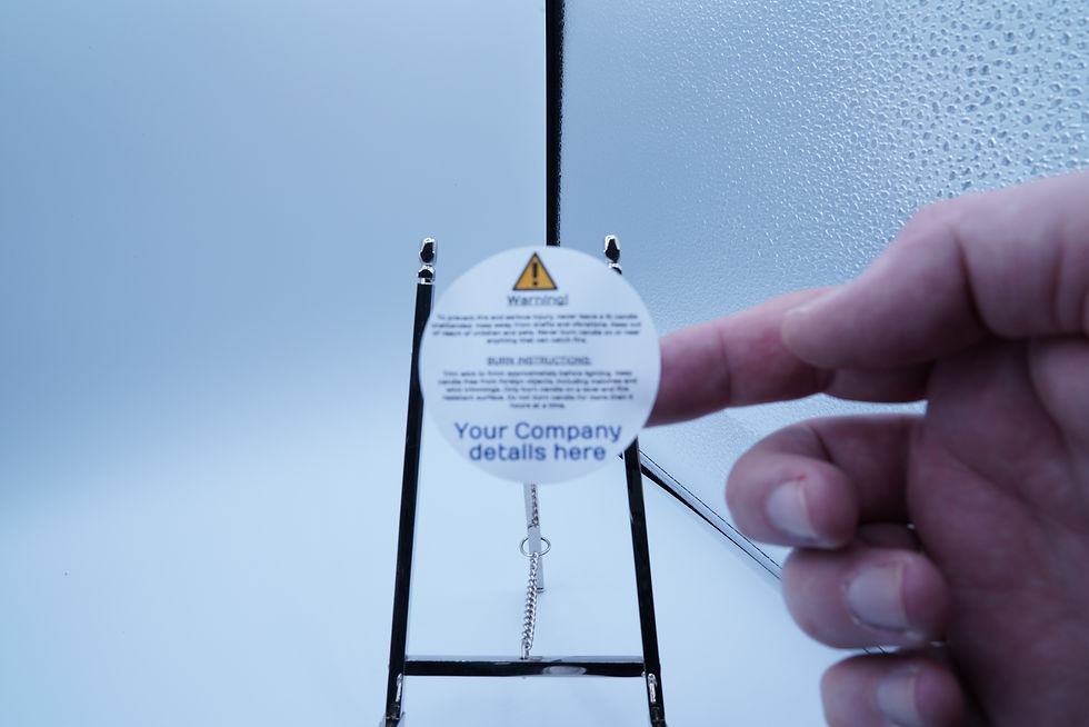 Thumbnail: White Candle Base Stickers Warning Design, 51mm Business Design Labels