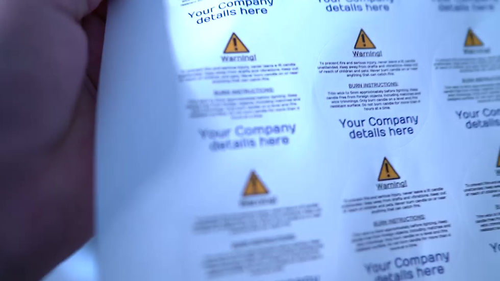Thumbnail: White Candle Base Stickers Warning Design, 51mm Business Design Labels