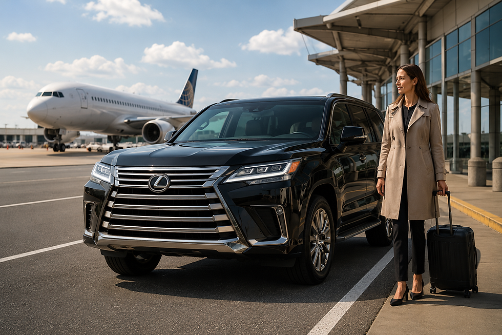 Black luxury SUV for Denver airport transportation