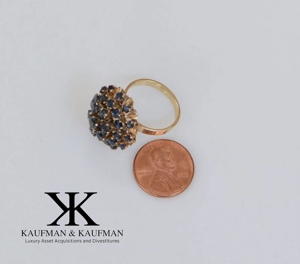 Thumbnail: 18K YELLOW GOLD BLUE SAPPHIRE DOME COCKTAIL RING