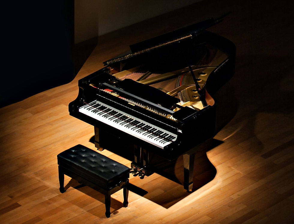 A grand piano on a stage is one of many recital venue opportunities!