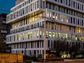 commercial building with CFL and LED lighting