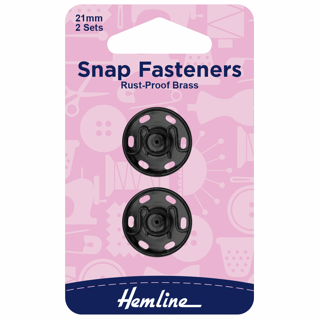 Snap Fastener - Sew on Black 21mm