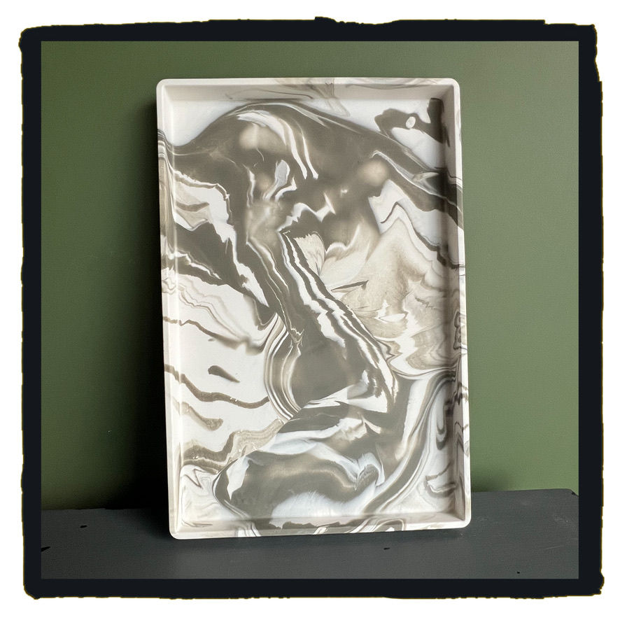 Thumbnail: Rectangular Marbled Tray (Stone)