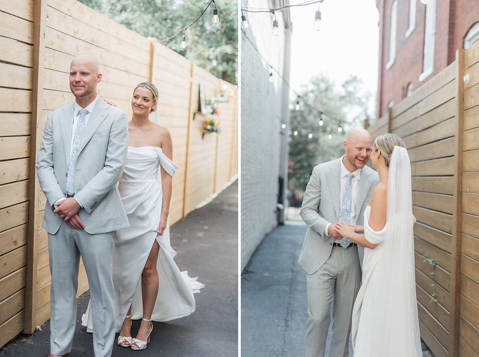 Bride and Groom first look photo and video at Wild Carrot St. Louis