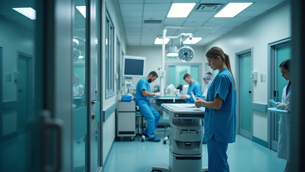 High angle view of a healthcare technology setup