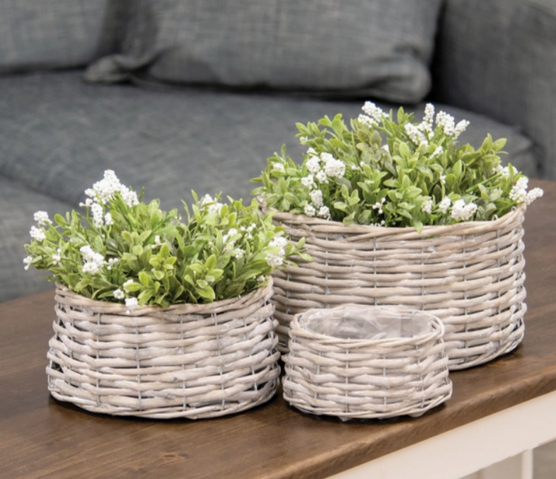 3/Set, Graywashed Willow Planters
