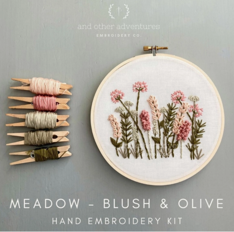 Hand Embroidery Kit - Meadow in Blush & Olive
