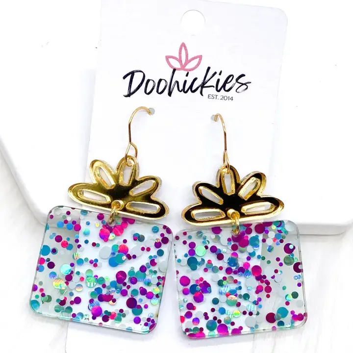 Thumbnail: Teal Confetti Presents -Birthday Earrings