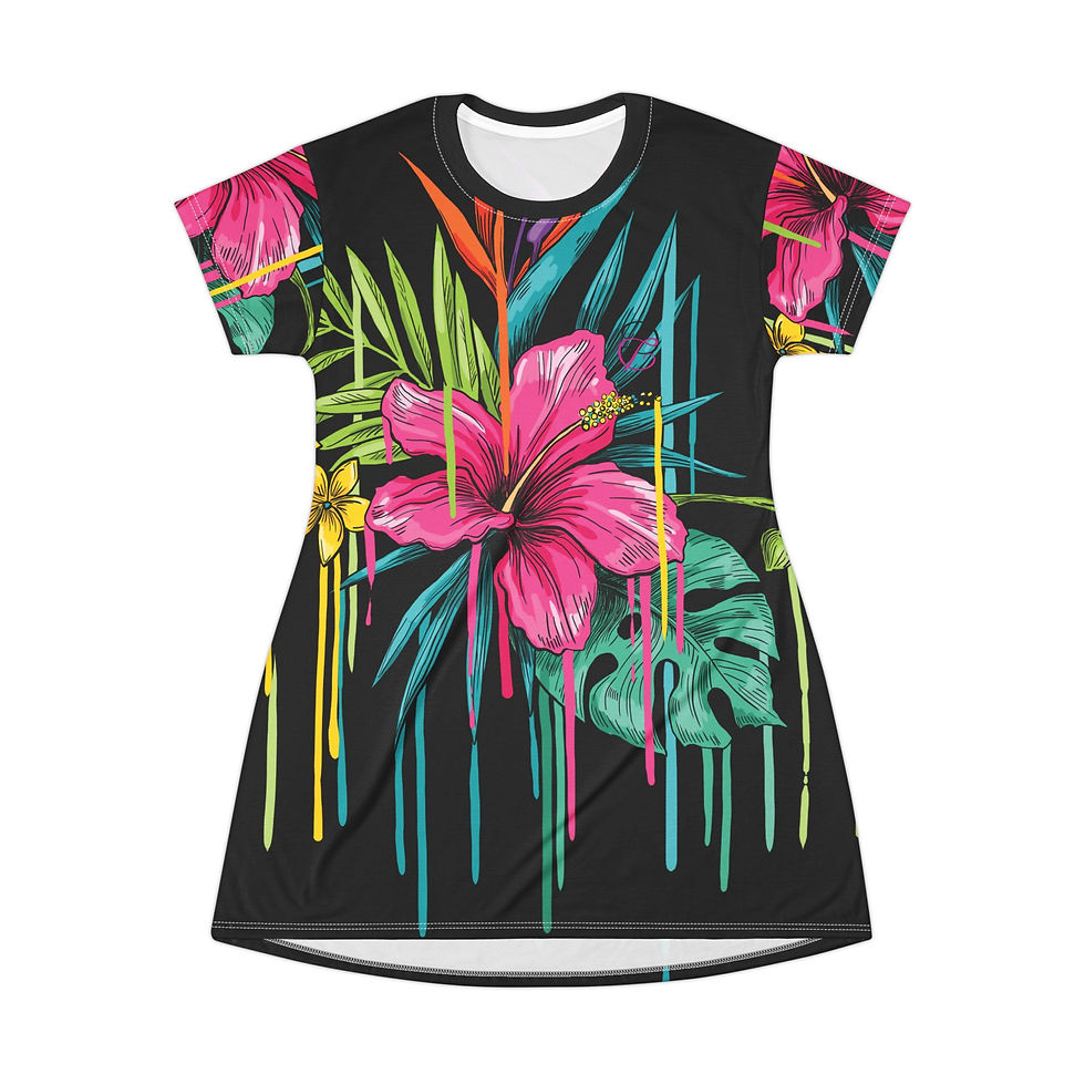 Copy of Give Me My Flowers Black All Over Print T-Shirt Dress