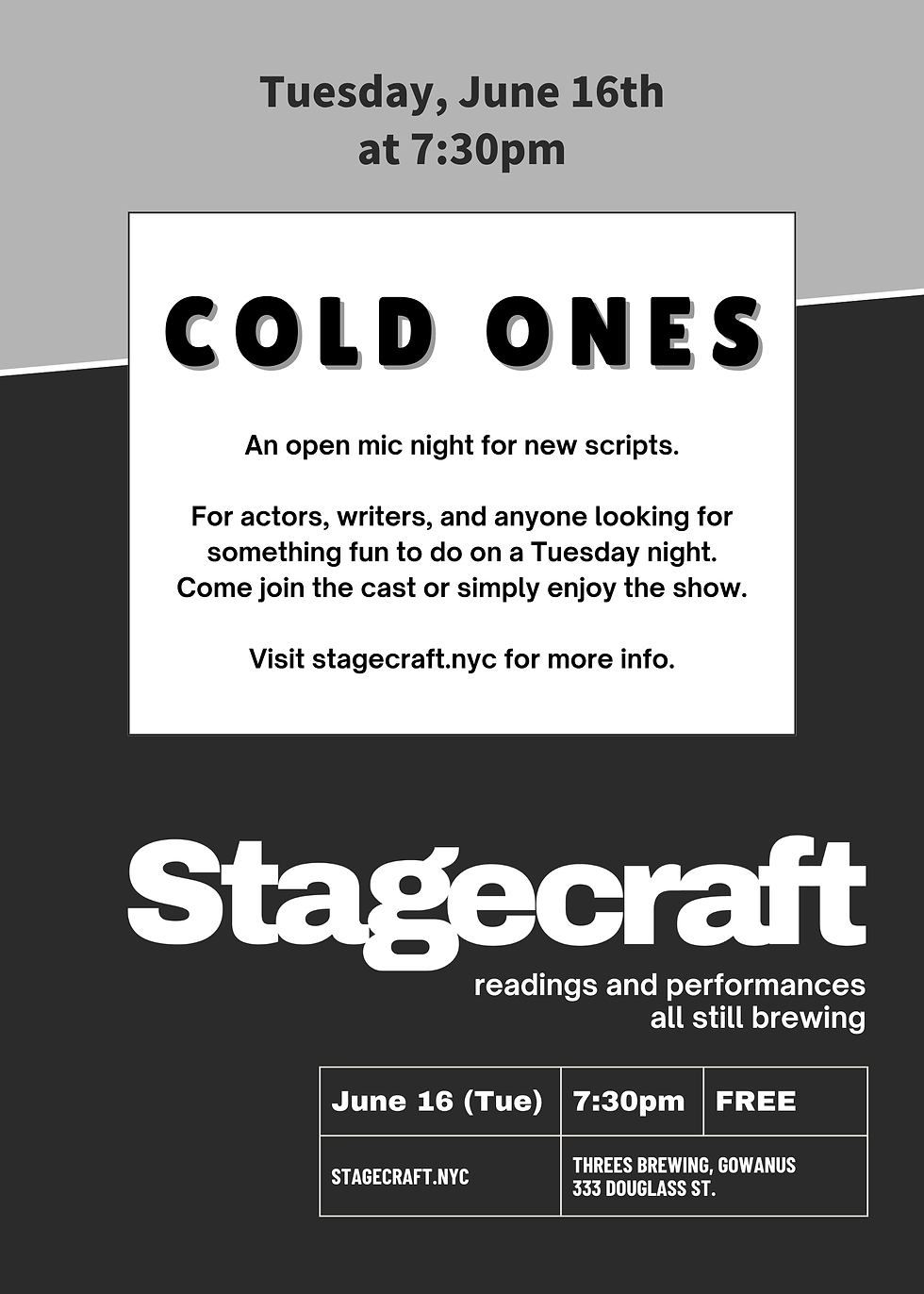 Cold Ones: Unstaged Readings - Tue, June 16