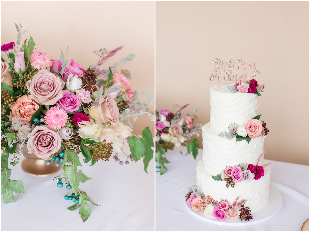 wedding at hotel albuquerque. new mexico wedding. outdoor wedding new mexico. albuquerque wedding. new mexico wedding photographer. Maura jane photography. Pink wedding. summer wedding. pink wedding bouquet. pink bridesmaids dresses. summer wedding. outdoor ceremony. pink floral wedding cake.