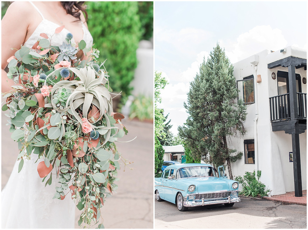 El Ray Court Wedding. El Ray Court Santa Fe. Santa Fe Wedding. Santa Fe Wedding Photographer. New Mexico Wedding. New Mexico Wedding Photographer. Lace Wedding Dress. Strapless Wedding Dress. First Look Pictures. Vintage Wedding Dress. Classic Bride. Glam Bride. Elegant Bride. Vintage Bride. Southwestern Wedding. Southwestern Bride. Kate Spade Wedding. Trendy Bride. Trendy Wedding. Garden Wedding. Trendy Bouquet. Desert Bouquet. Messy Bouquet. Classic Car. Classic Car Wedding.
