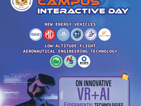 Students and university leaders attending the New Energy Vehicle Campus Interaction Day at Assumption University Suvarnabhumi Campus, featuring MG and SAIC Motor’s latest electric vehicles, AR/VR technology exhibition, test drives, and scholarship awards.