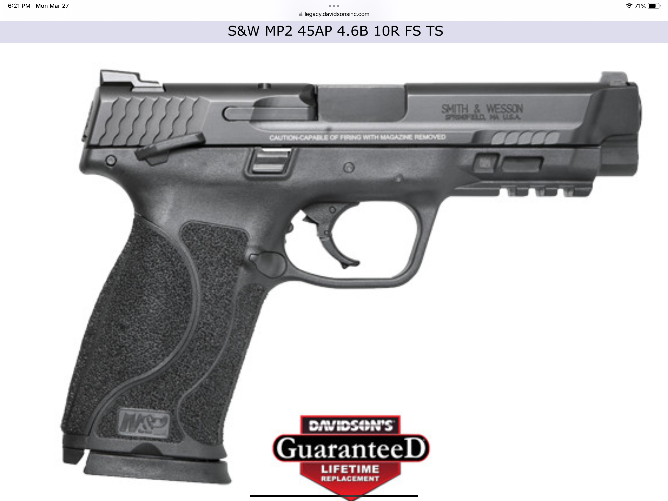 Smith & Wesson 45 cal