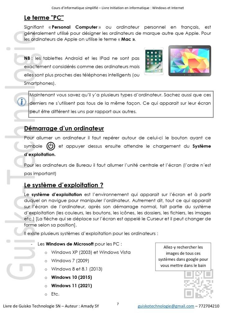 cours d'initiation informatique