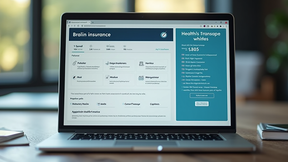 Close-up view of a laptop screen showing health insurance plan options