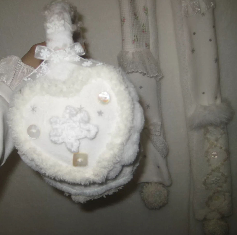 Thumbnail: Kawaii handmade snow lacy earmuff scarf