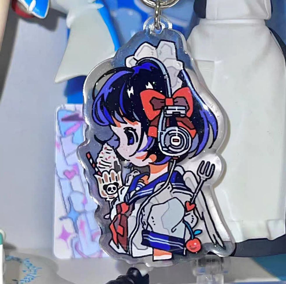 Thumbnail: Kawaii glittering maid crochet pendant 