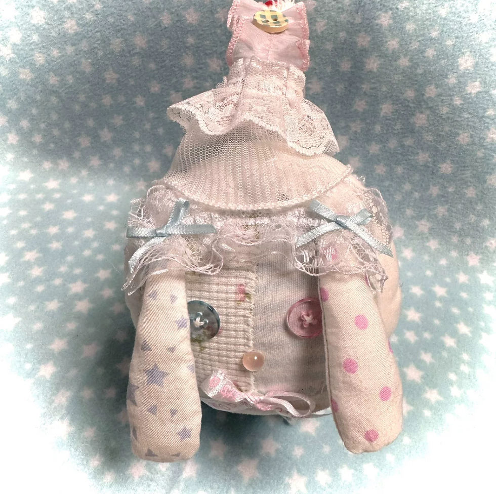 Thumbnail: Cute handmade lacy bunny ear button earmuff