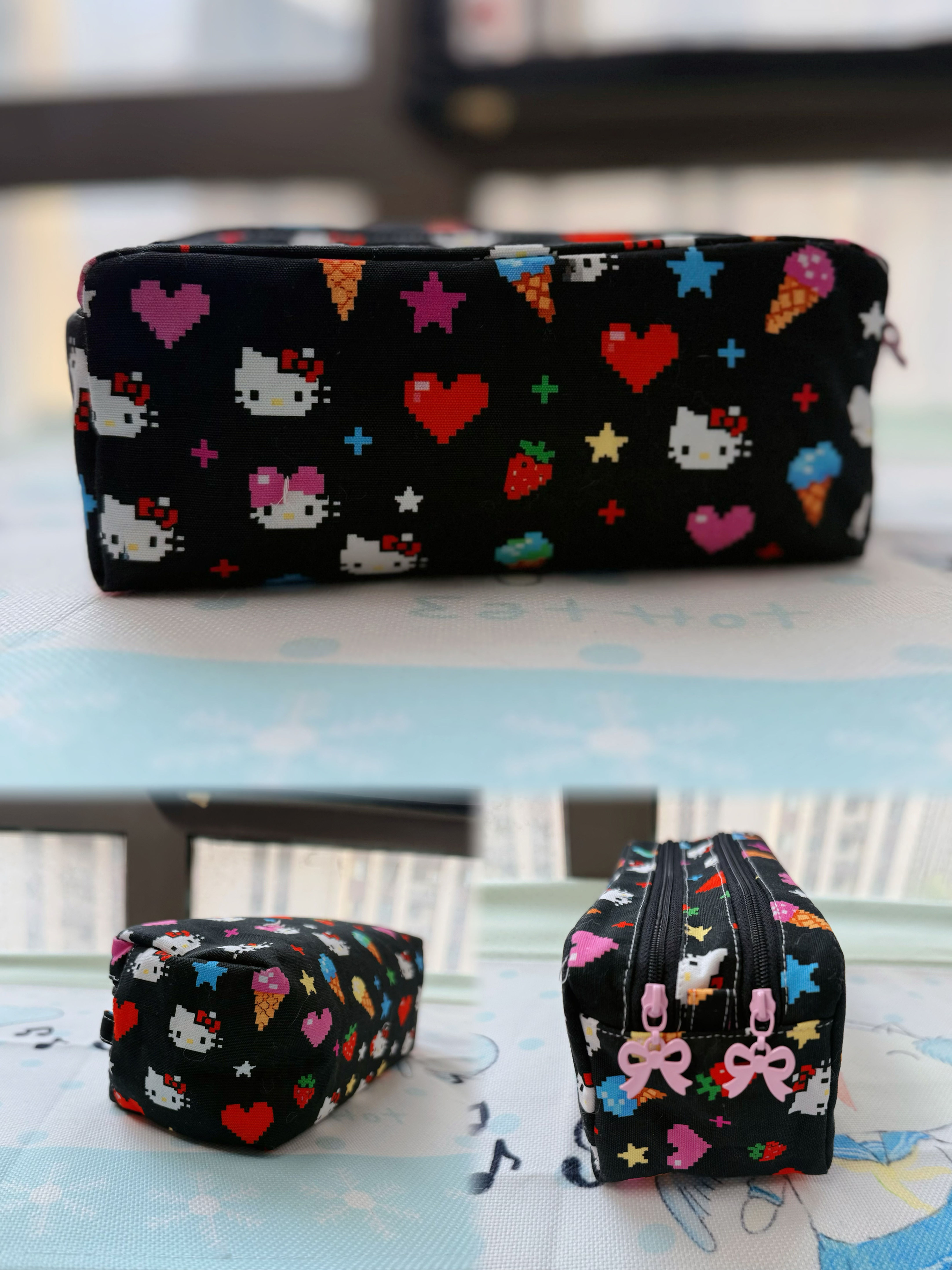 Cute double zipper bag for 2 handhelds