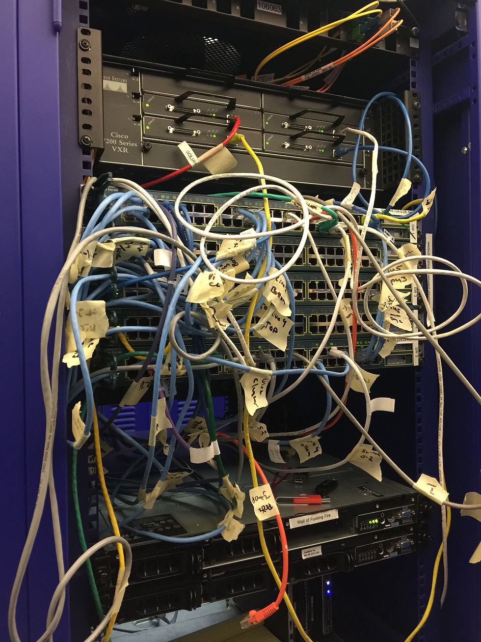 With limited documentation remaining, and spaghetti cables, we had to trace ports and start mapping what these systems did. This was the definitive cleanup operation for our team as it relates to infrastructure.