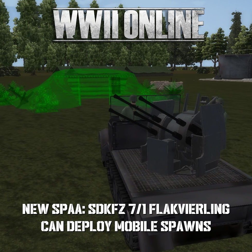 WWII Online introduces the new Sdkfz 7/1 SPAA flakvierling variant.