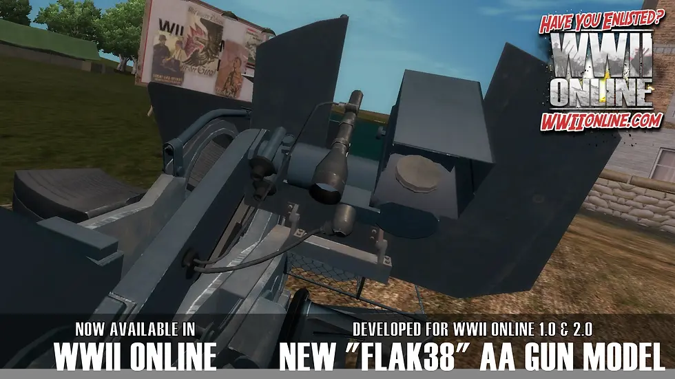 New Flak38 AA Gun model, recreated for WWII Online 1.0 and 2.0 from the gunner view!