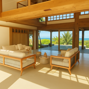 casa de alto padrão Bahia
 residência contemporânea Vila de Santo André
 casa com vista para o rio e o mar
 arquitetura tropical baiana
 casa de praia com madeira natural