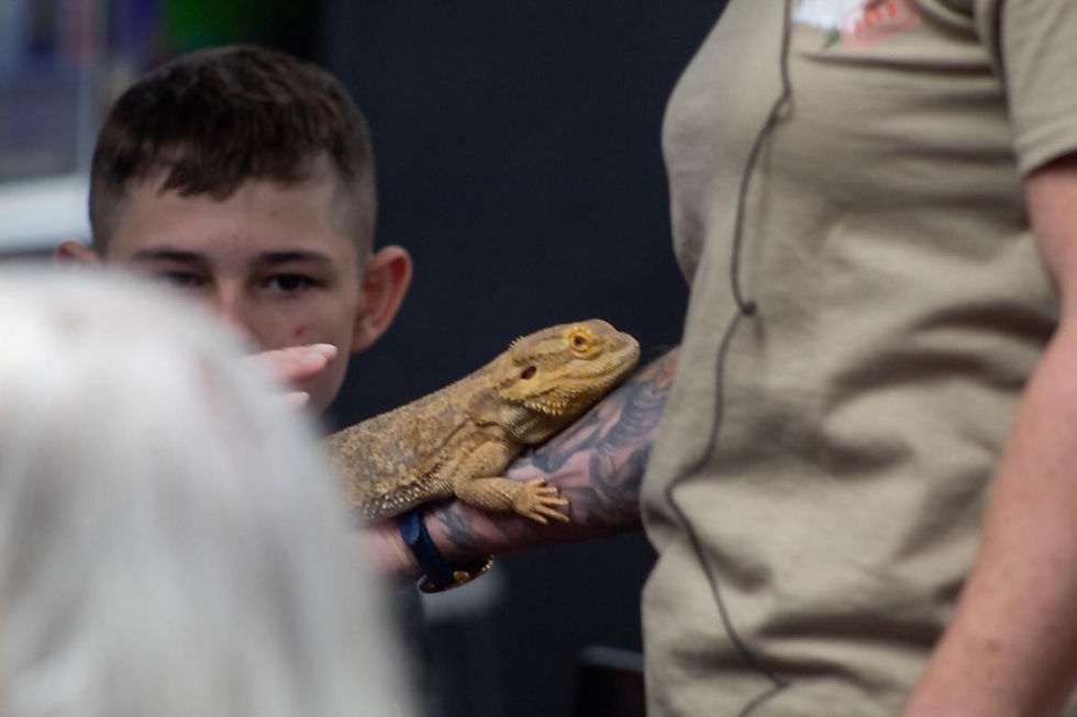 woman holding lizard