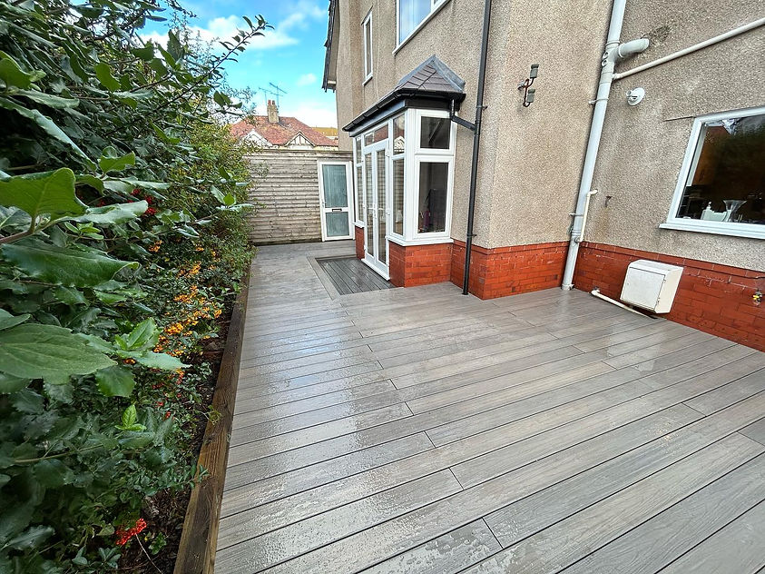 new wooden decking after installation