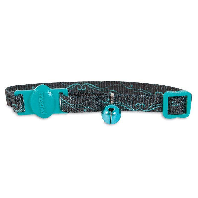 Petmate Fashion Cat Collar 8-12" Swirls Black Teal