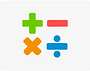 Vector image of four maths symbols including addition, subtraction, multiplication and division
